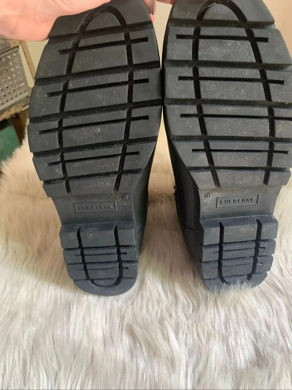 Everlane Black Chelsea Rain Boots Waterproof Lug Sole Size 10